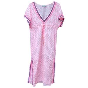 Kiwi St. Tropez Casual Pink Relaxed Maxi Dress w/ V-Neck Raglan Sleeves - Size S